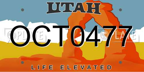 OCT0477 Utah License Plate