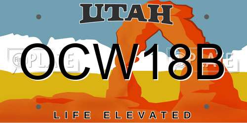 OCW18B Utah License Plate