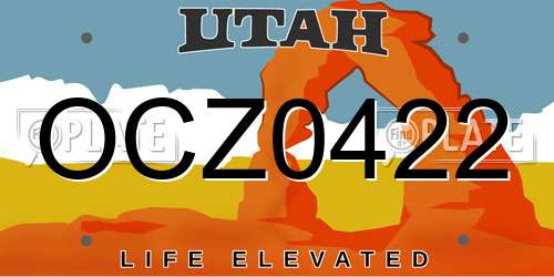 OCZ0422 Utah License Plate