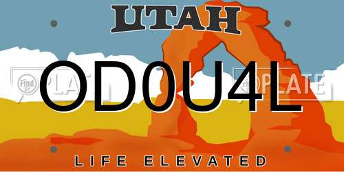 OD0U4L Utah License Plate