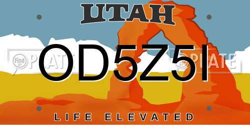 OD5Z5I Utah License Plate