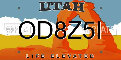 OD8Z5I Utah License Plate