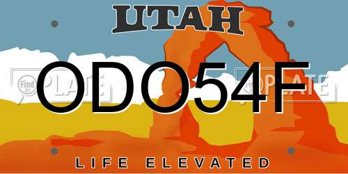 ODO54F Utah License Plate