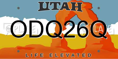ODQ26Q Utah License Plate