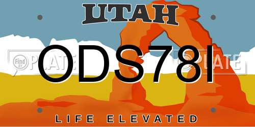 ODS78I Utah License Plate