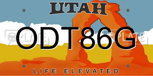ODT86G Utah License Plate