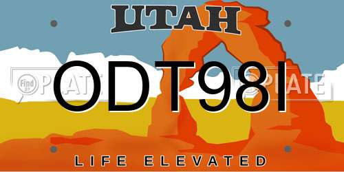 ODT98I Utah License Plate