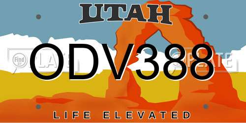 ODV388 Utah License Plate