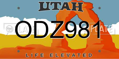 ODZ981 Utah License Plate