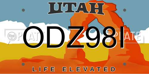 ODZ98I Utah License Plate