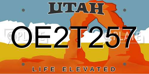 OE2T257 Utah License Plate