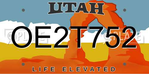 OE2T752 Utah License Plate