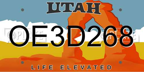 OE3D268 Utah License Plate
