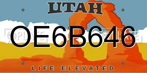 OE6B646 Utah License Plate