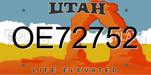 OE72752 Utah License Plate