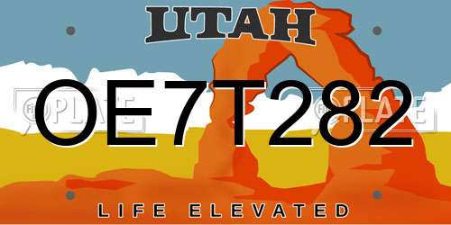 OE7T282 Utah License Plate