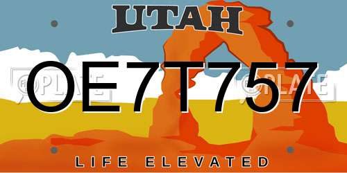 OE7T757 Utah License Plate