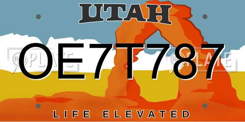 OE7T787 Utah License Plate