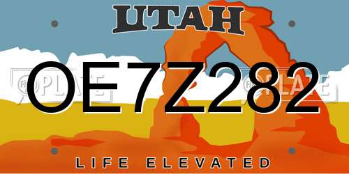 OE7Z282 Utah License Plate