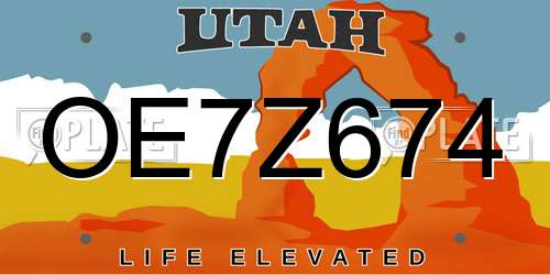 OE7Z674 Utah License Plate