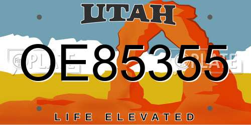 OE85355 Utah License Plate