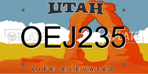 OEJ235 Utah License Plate
