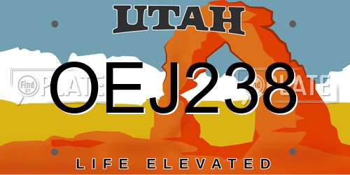 OEJ238 Utah License Plate