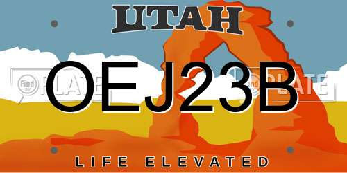 OEJ23B Utah License Plate
