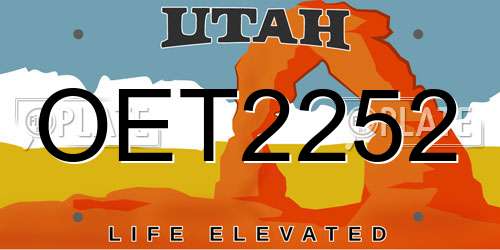 OET2252 Utah License Plate