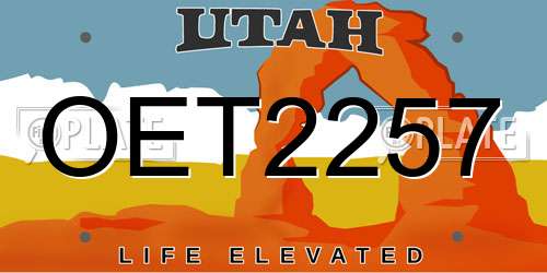 OET2257 Utah License Plate
