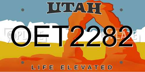 OET2282 Utah License Plate