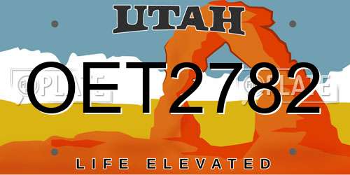OET2782 Utah License Plate