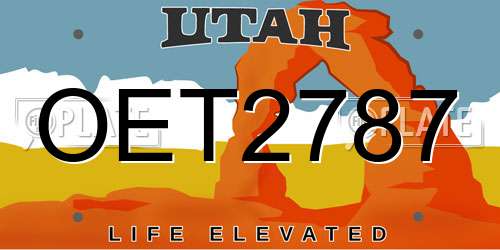 OET2787 Utah License Plate