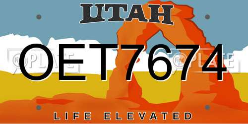 OET7674 Utah License Plate