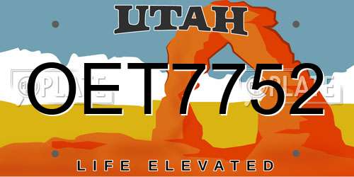 OET7752 Utah License Plate