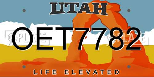 OET7782 Utah License Plate