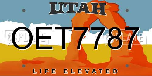 OET7787 Utah License Plate