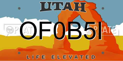OF0B5I Utah License Plate