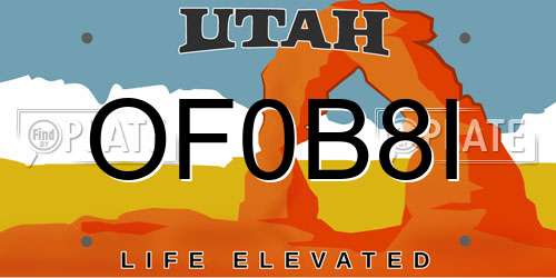 OF0B8I Utah License Plate