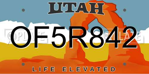 OF5R842 Utah License Plate