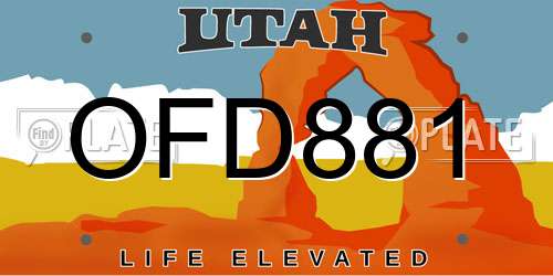 OFD881 Utah License Plate