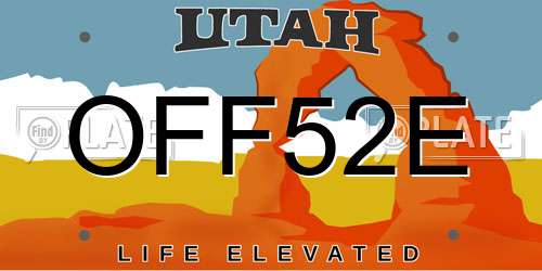 OFF52E Utah License Plate