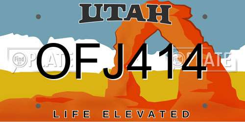 OFJ414 Utah License Plate