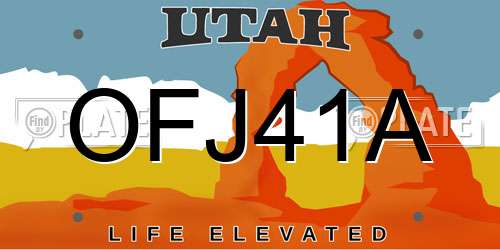 OFJ41A Utah License Plate