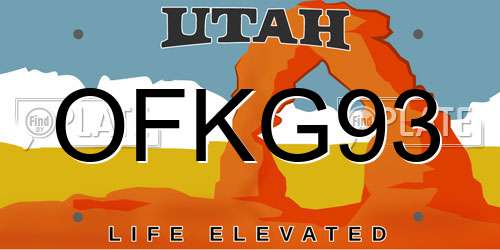 OFKG93 Utah License Plate