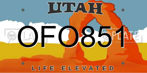 OFO851 Utah License Plate