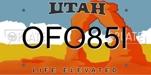 OFO85I Utah License Plate