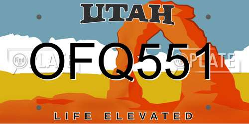 OFQ551 Utah License Plate