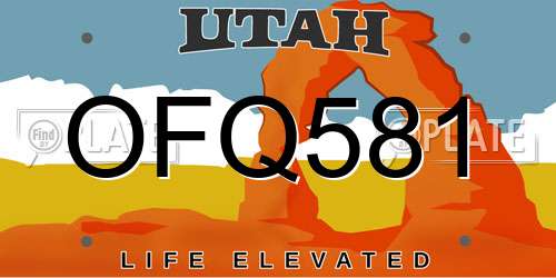 OFQ581 Utah License Plate