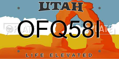 OFQ58I Utah License Plate